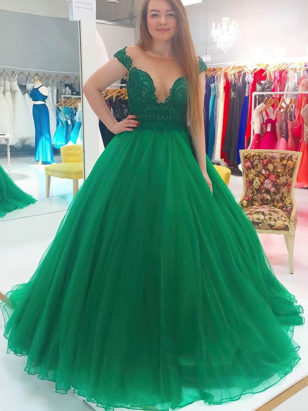 Gorgeous Lace Prom Dress - Ball Gown Scoop Neck Tulle Floor-length