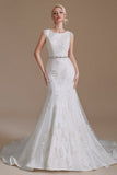 Gorgeous Long Mermaid Jewel Tulle Lace Wedding Dress-27dress