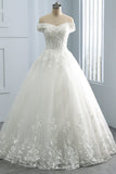 Gorgeous Off-the-Shoulder Tulle Appliques Wedding Dress Sweetheart Sleeveless Lace Bridal Gowns On Sale-27dress