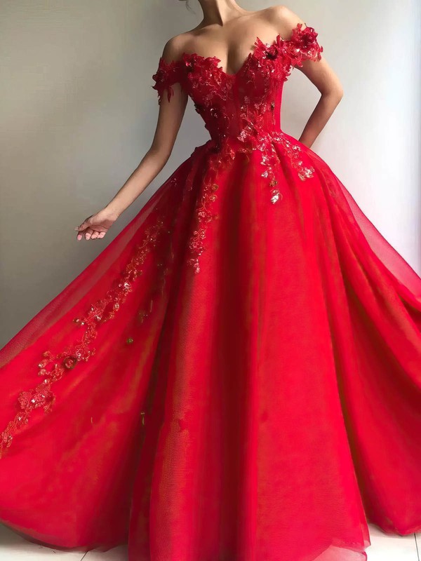 Gorgeous Off-the-Shoulder Tulle Ball Gown/Princess Prom Dress