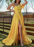 Gorgeous One-Shoulder Satin Prom Dress with Bow(s)-27dress