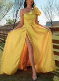 Gorgeous One-Shoulder Satin Prom Dress with Bow(s)-27dress