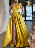 Gorgeous One-Shoulder Satin Prom Dress with Bow(s)-27dress