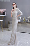 Gorgeous Silver Long sleeves Long Prom Dress-27dress