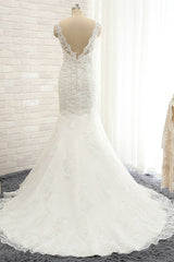 Gorgeous Sleeveless Appliques Beadings Wedding Dress Jewel Tulle White Bridal Gowns On Sale-27dress