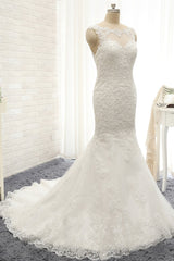 Gorgeous Sleeveless Appliques Beadings Wedding Dress Jewel Tulle White Bridal Gowns On Sale-27dress