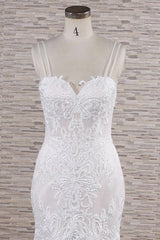 Gorgeous Spaghetti Straps Mermaid Wedding Dresses With Appliques Ivory Sleeveless Bridal Gowns Online-27dress