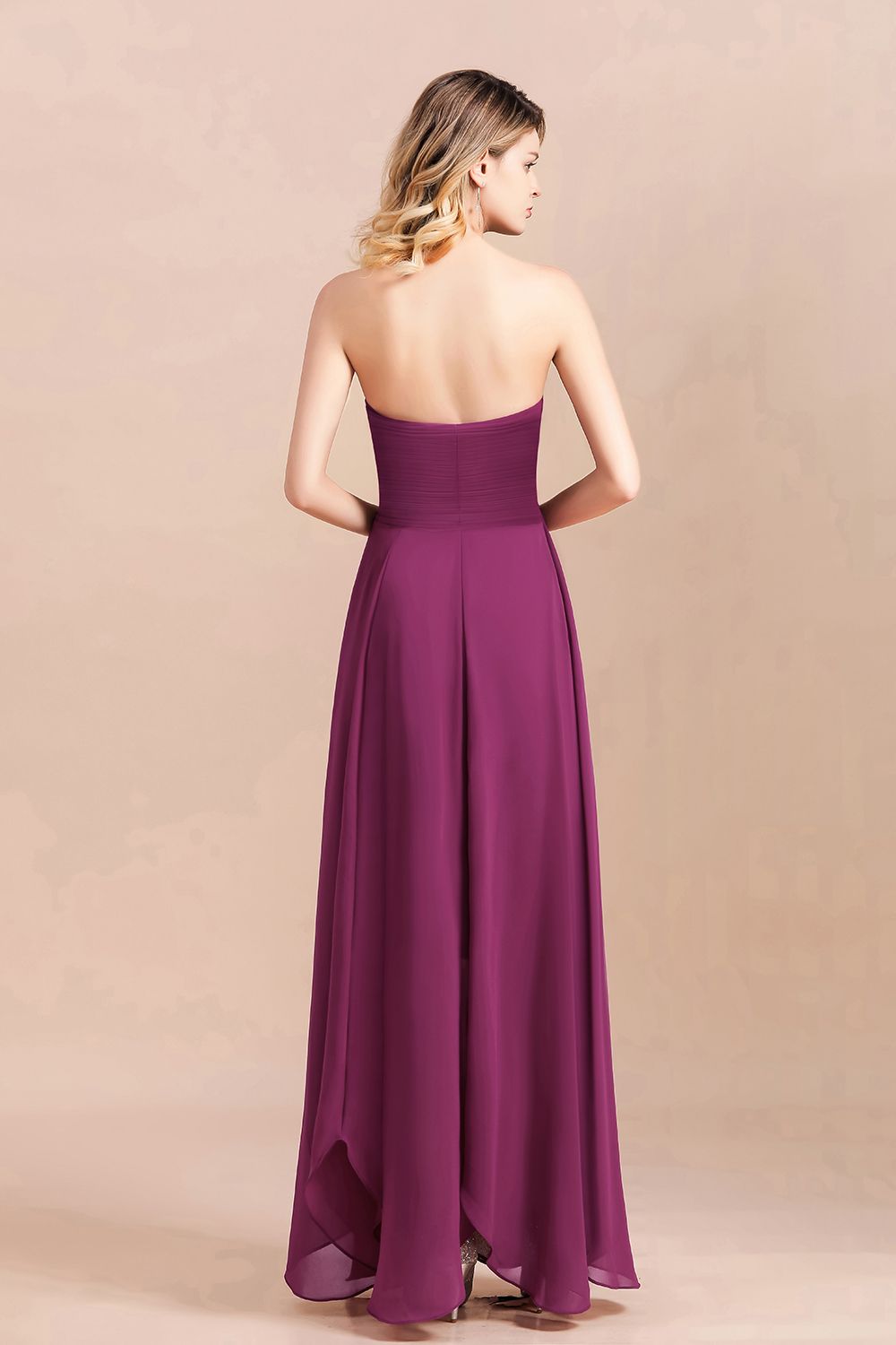 Gorgeous Strapless Ruffle Bridesmaid Dress with Petal Hemline-27dress