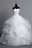 Gorgeous Strapless Tulle Layers Wedding Dress Appliques Beadings Bridal Gowns Online-27dress