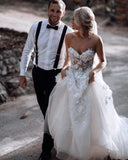 Gorgeous Sweetheart Appliques Wedding Dress Beach Bridal Gowns-27dress