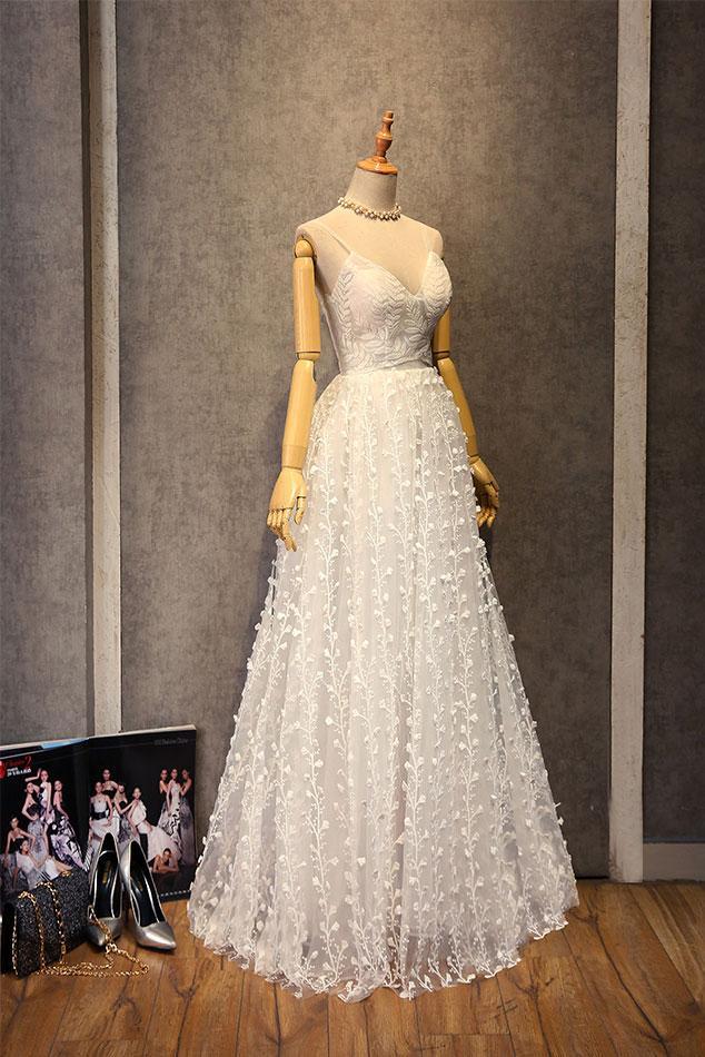 Gorgeous Sweetheart Long Spaghetti Straps Wedding Dress Sleeveless Appliques Bridal Gowns On Sale-27dress