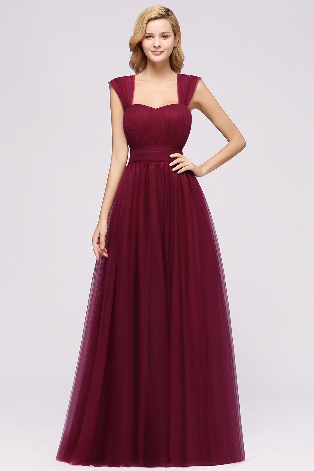 Gorgeous Sweetheart Straps Ruffle Burgundy Bridesmaid Dresses Online-27dress