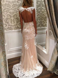 Gorgeous Tulle Prom Dresses with Sheath/Column Sweep Train and Beading Detail