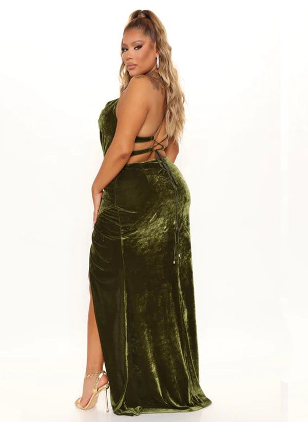 Gorgeous Velvet Prom Dress with Split Front-27dress