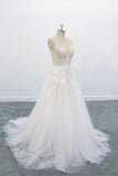 Graceful Appliques Tulle A-line Wedding Dress On Sale-27dress