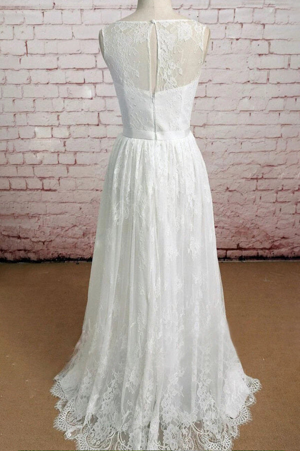 Graceful Floor Length Lace A-line Wedding Dress Online-27dress