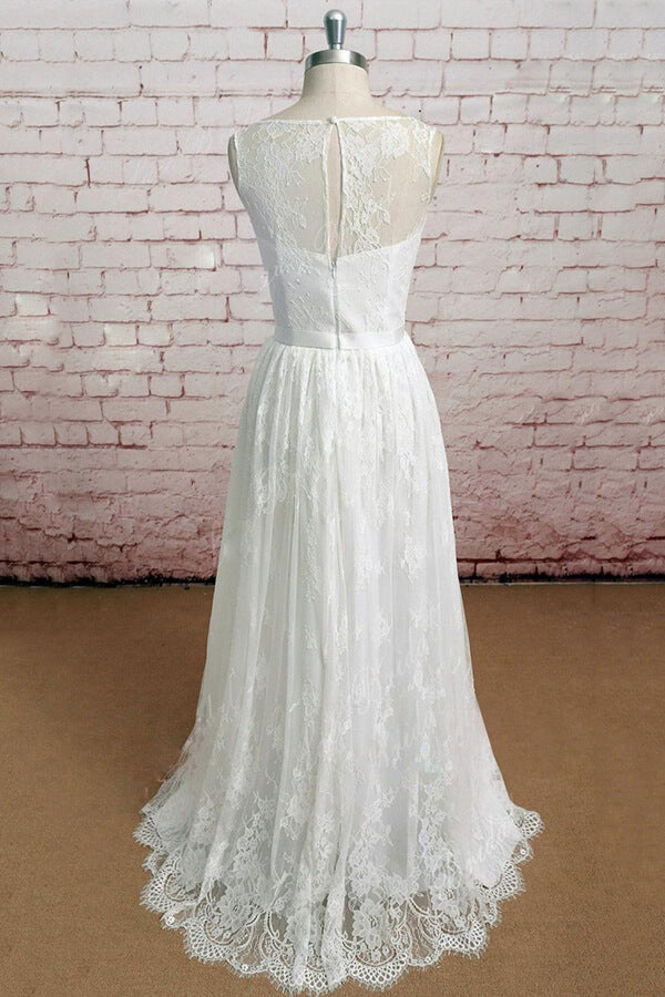 Graceful Illusion Lace A-line Wedding Dress On Sale-27dress