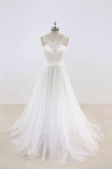 Graceful Illusion Lace Tulle A-line Wedding Dress On Sale-27dress