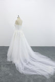 Graceful Strapless Appliques Tulle Wedding Dress On Sale-27dress