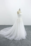 Graceful Strapless Appliques Tulle Wedding Dress On Sale-27dress