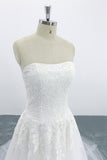 Graceful Strapless Appliques Tulle Wedding Dress On Sale-27dress