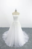 Graceful Strapless Appliques Tulle Wedding Dress On Sale-27dress