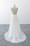 Graceful V-neck Lace Chiffon A-line Wedding Dress On Sale-27dress