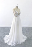 Graceful V-neck Lace Chiffon A-line Wedding Dress On Sale-27dress