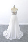 Graceful V-neck Lace Chiffon A-line Wedding Dress On Sale-27dress