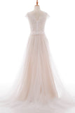 Graceful V-neck Lace Tulle A-line Wedding Dress On Sale-27dress