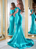 Green Off-The-Shoulder High Slit Prom Dress-27dress