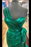 Green One Shoulder Sweetheart Short Homecoming Dress-27dress