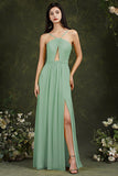 Halter Bridesmaid Dress Long Side Slit-27dress