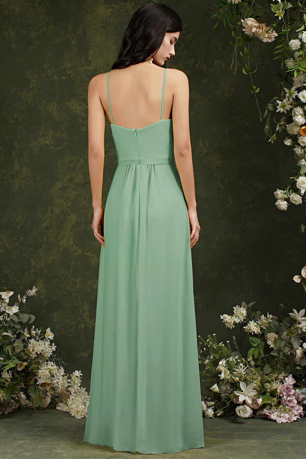 Halter Bridesmaid Dress Long Side Slit-27dress