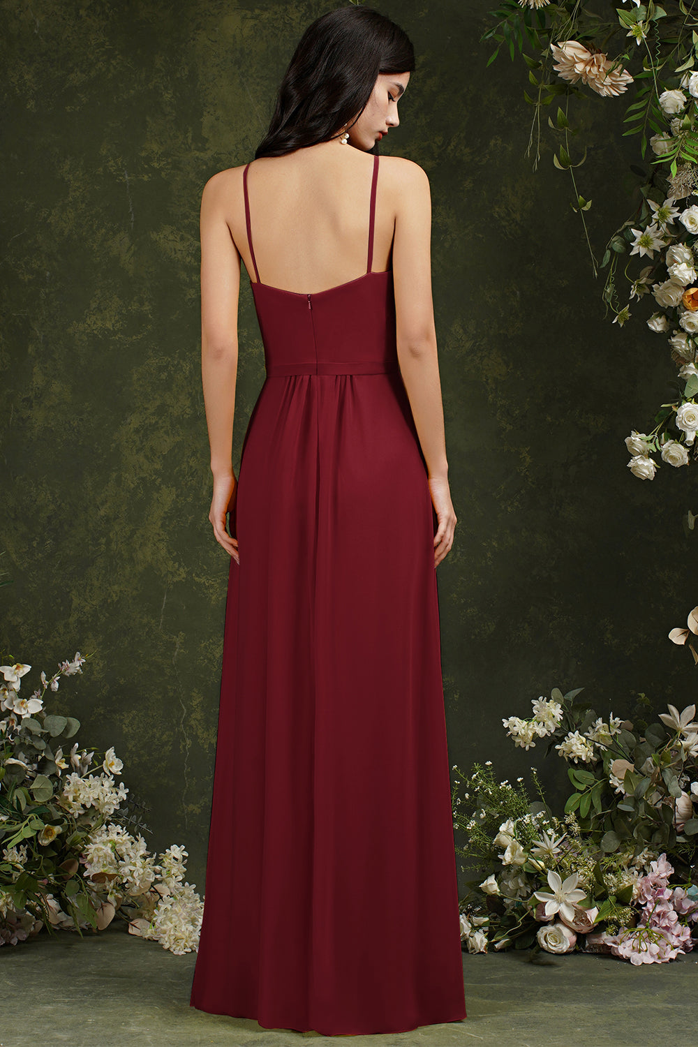 Halter Bridesmaid Dress Long Side Slit-27dress