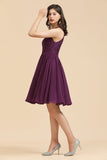 Halter Lace Bridesmaid Dress Chiffon Sleeveless Short Dress-27dress