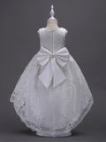 High Low Princess Asymmetrical Wedding First Communion Flower Girl Dresses-27dress