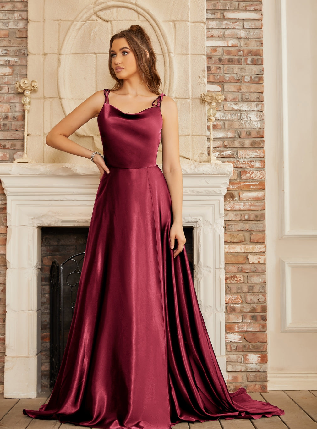 High Split Shiny Floor-Length Dresses with Spaghetti Straps - 27Dress