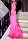 Hot Pink Sparkly Mermaid Prom Dress with Satin-27dress