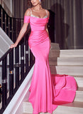 Hot Pink Sparkly Mermaid Prom Dress with Satin-27dress