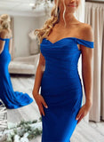 Jersey Prom Dress with Off-The-Shoulder and Sweep Train - Trumpet/Mermaid-27dress