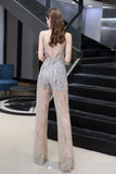 Jewel Sleeveless Tulle Evening Jumpsuit with Sequins-27dress