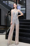 Jewel Sleeveless Tulle Evening Jumpsuit with Sequins-27dress