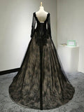 Lace Appliques Prom Dress ¨C Ball Gown Scoop Neck Court Train