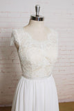 Lace Chiffon A-line Court Train Wedding Dress On Sale-27dress