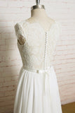 Lace Chiffon A-line Court Train Wedding Dress On Sale-27dress