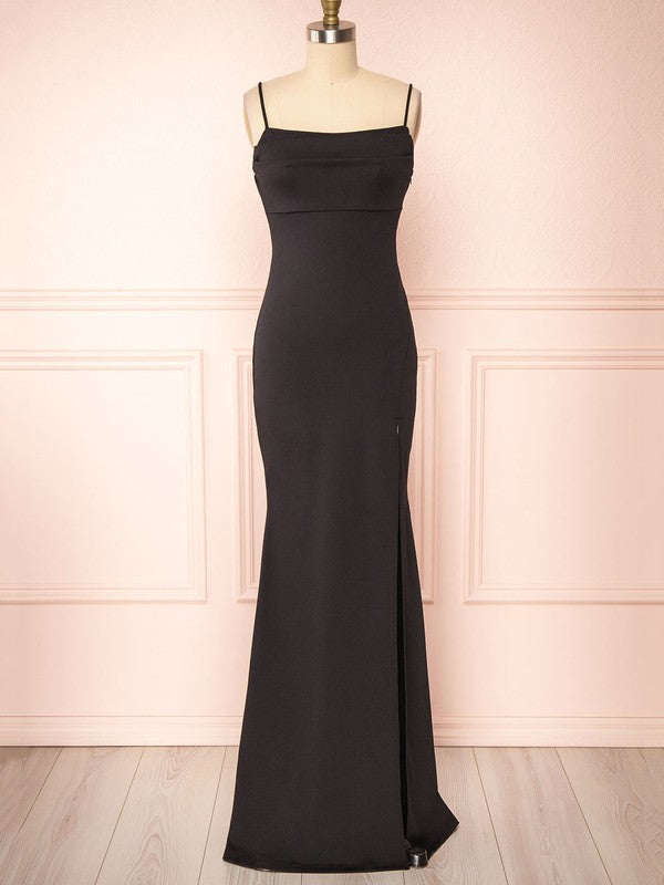 Lace Stretch Crepe Sheath/Column Square Neckline Floor-length Bridesmaid Dresses