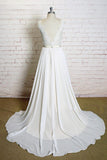 Latest V-neck Lace Chiffon A-line Wedding Dress On Sale-27dress