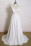 Latest V-neck Lace Chiffon A-line Wedding Dress On Sale-27dress