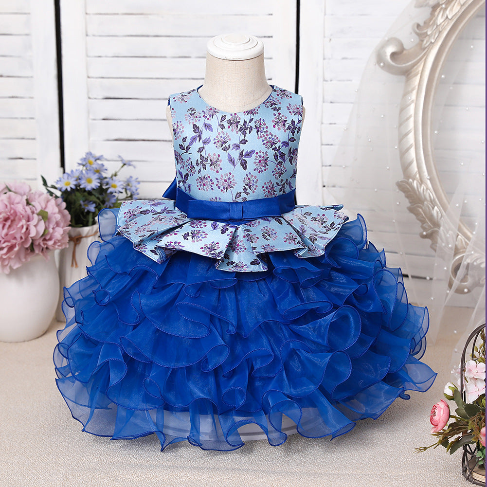 Long A-line Scoop Purple Ruffles Tulle Flower Girl Dresses-27dress